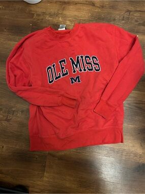 Knights Apparel Red Ole Miss Crewneck Sweatshirt